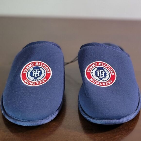 Tommy Hilfiger Men's Slippers Navy Red Size 11 New Comfort Shoes Slides Slip-On - Picture 3 of 5